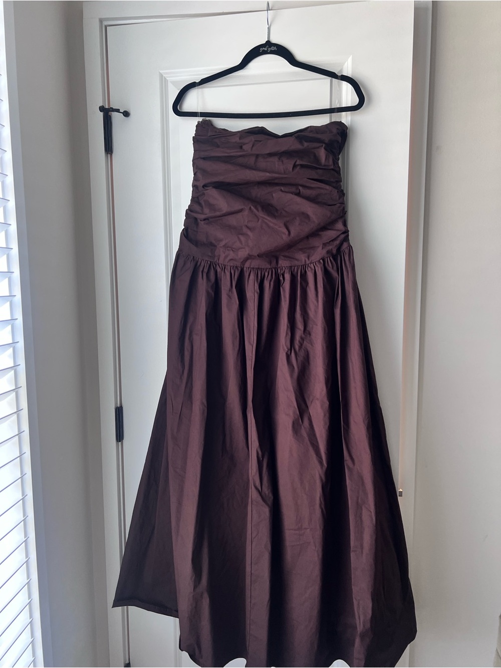 Peppermayo Strapless Ruched Maxi Dress in Dark Chocolate - Picture 3 of 4